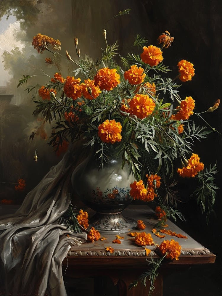 Baroque Floral Still Life Marigold 3