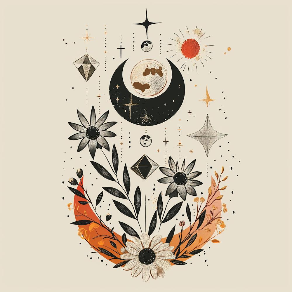 Minimalist Boho Celestial Moon 25