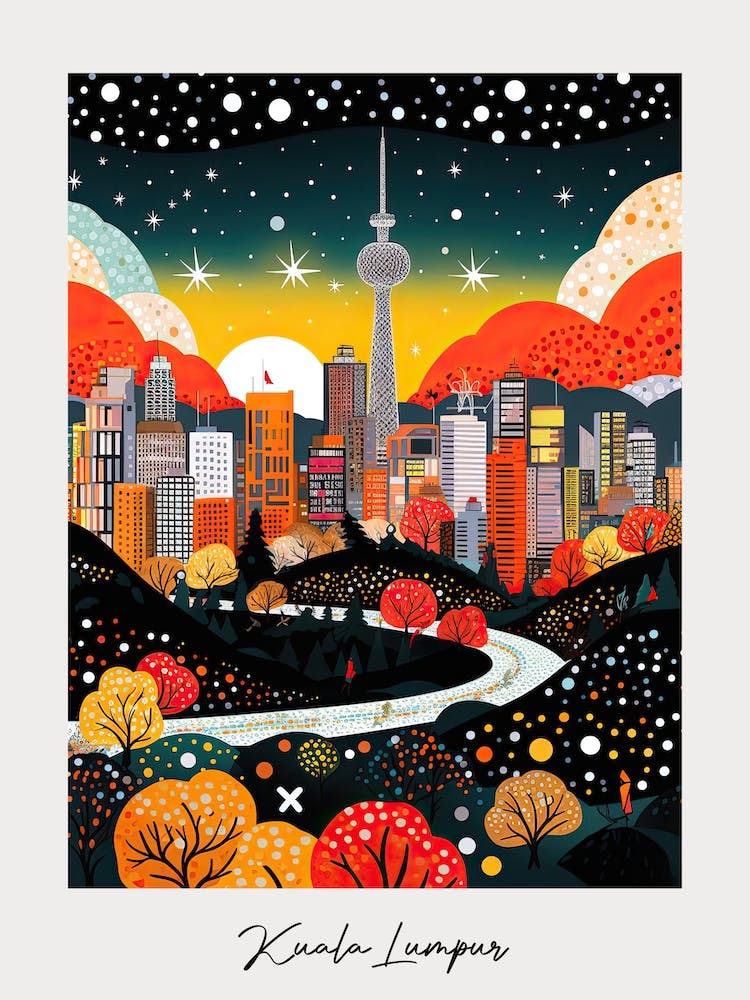 Poster Of Kuala Lumpur, Illustration In The Style Of Pop Art 1