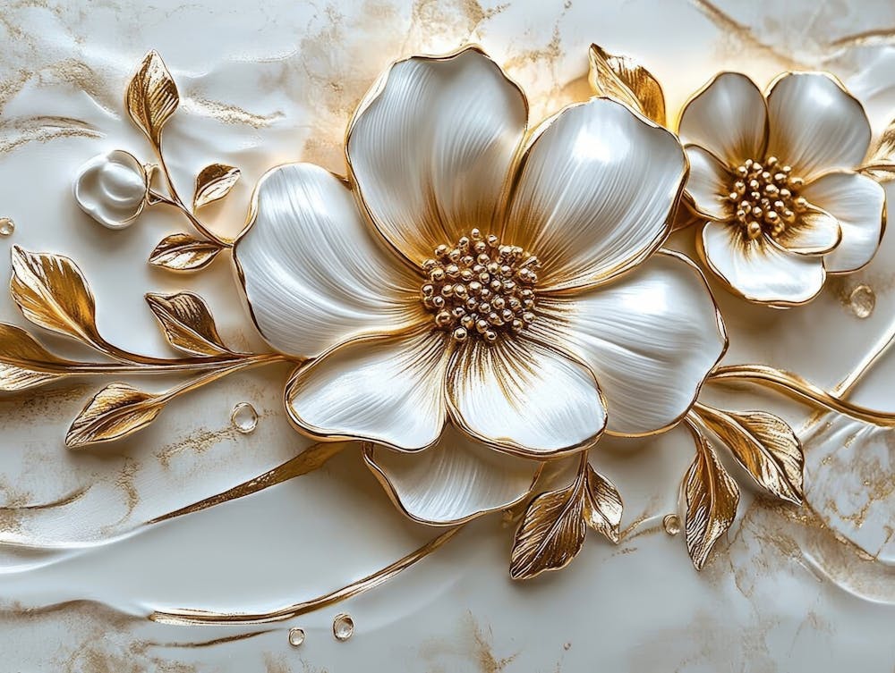 3d Ceramic Tiles With A Beautiful Italian Style Golden Flower