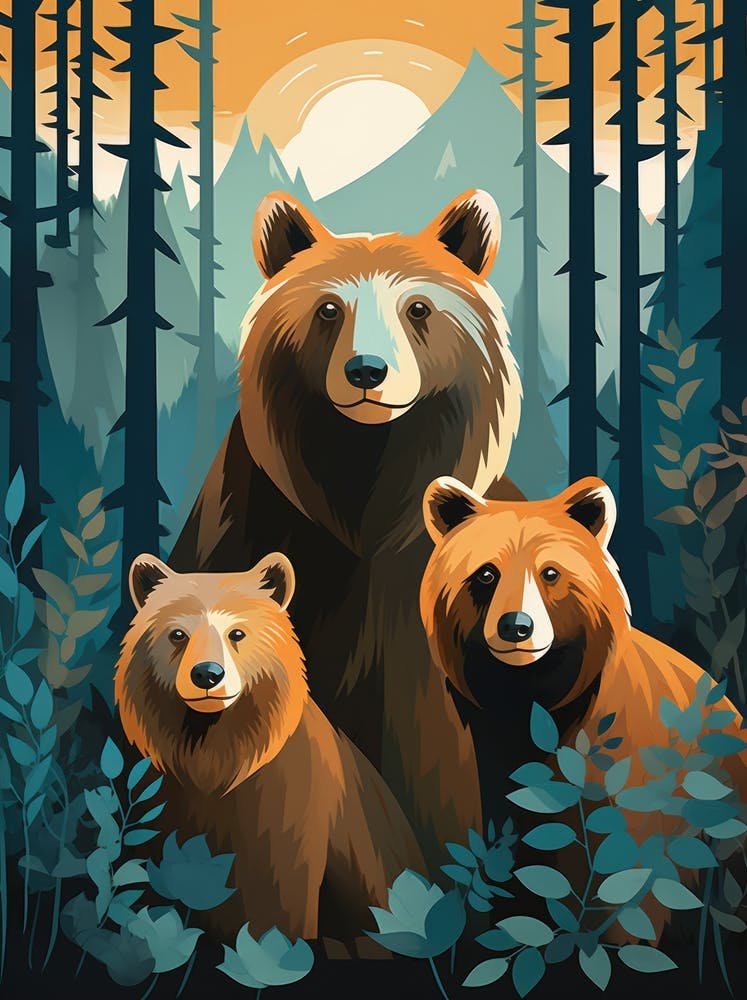 Three Bears In The Forest