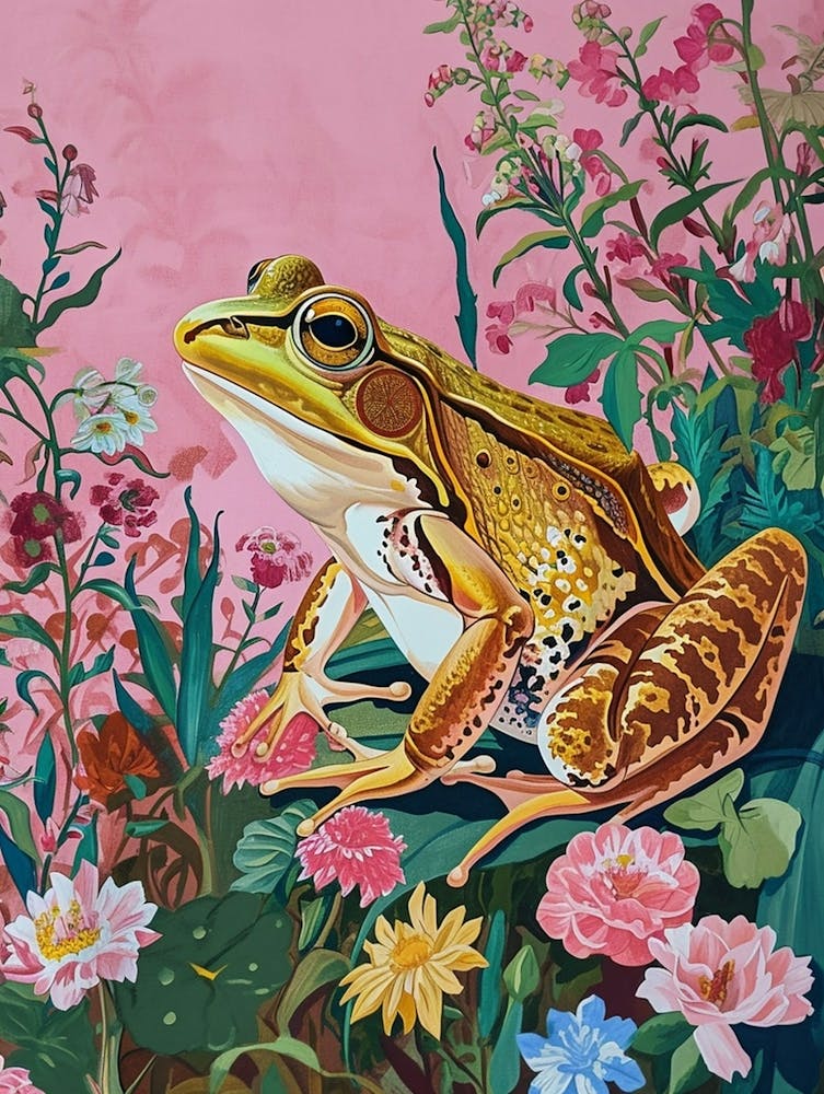 Floral Animal Painting Frog 2