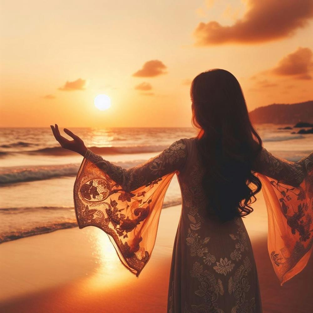 Woman prays to god,