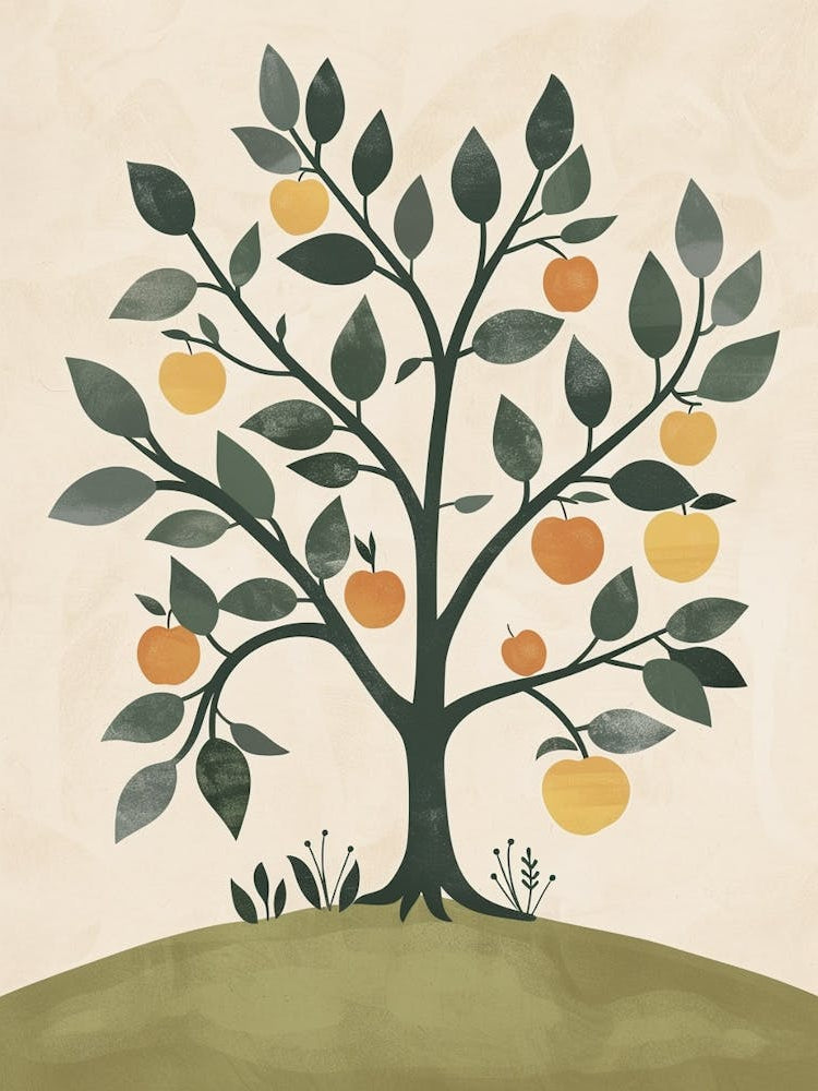 Apple Tree Minimal Japandi Illustration 1