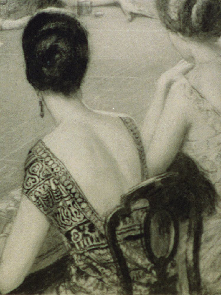 Backs Of Two Women In Evening Dress At Gambling Table (Between 1890 And 1934) By Wladyslaw Theodore Benda