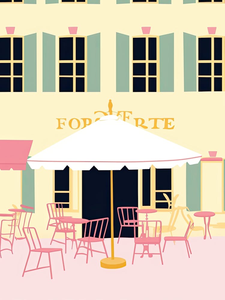 Montpellier, France, Flat Pastels Tones Illustration 2