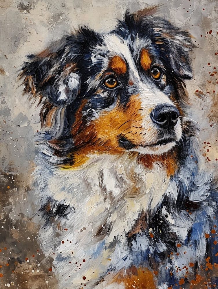 Australian Shepherd Dog  Acrylic Painting 11
