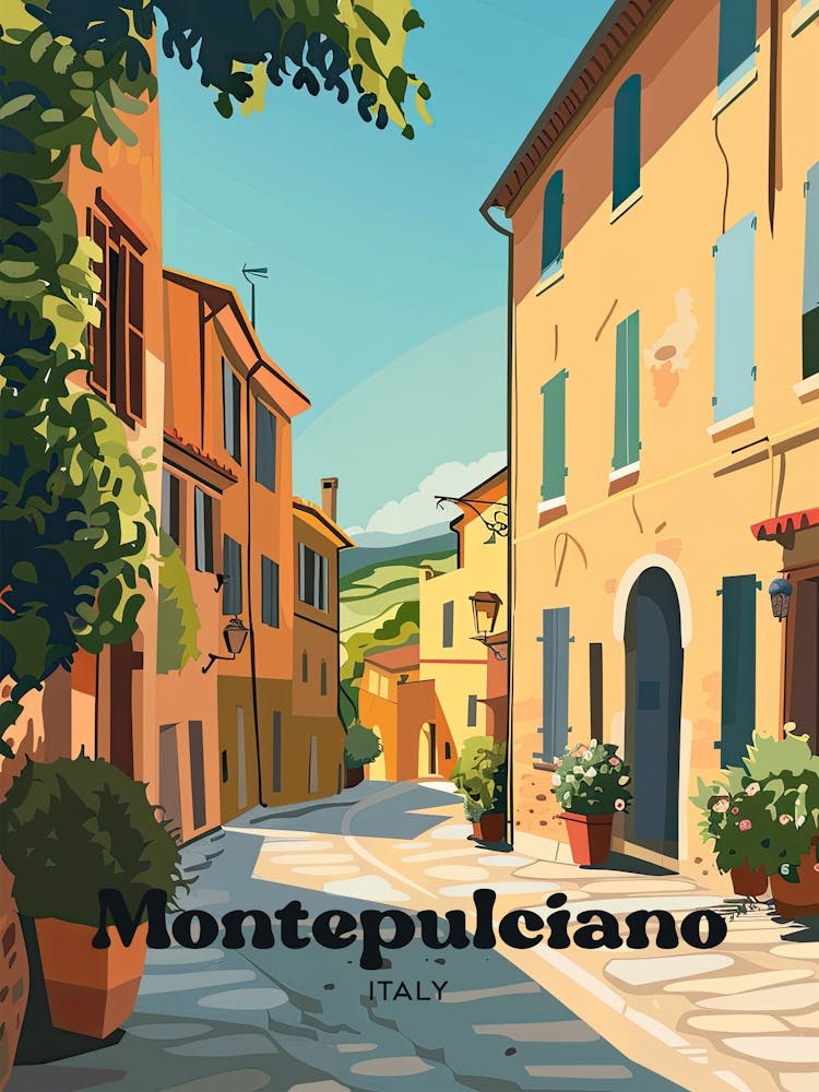 Montepulciano Italy Countryside Travel Illustration