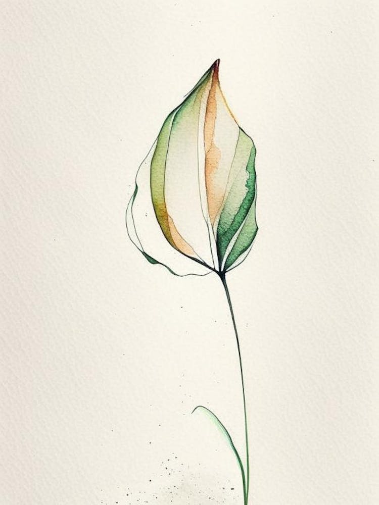 Tulip Leaf Minimalist Watercolour 2