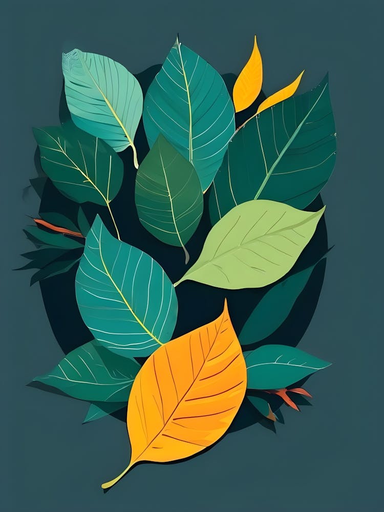Leaves On A Dark Background