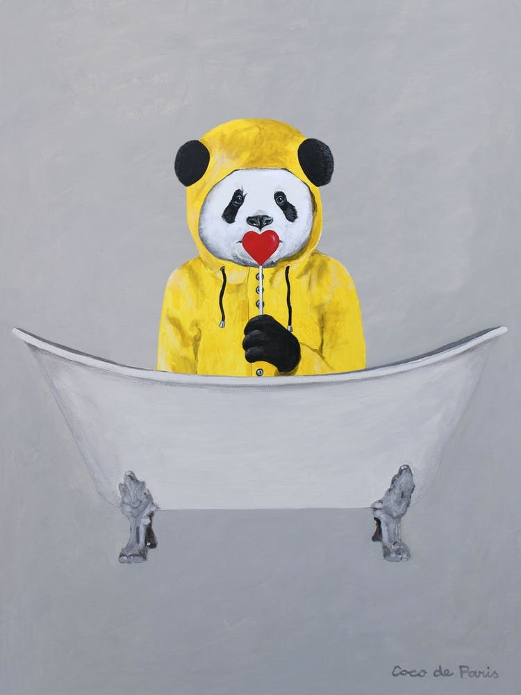Panda With Lollipop In Bathtub