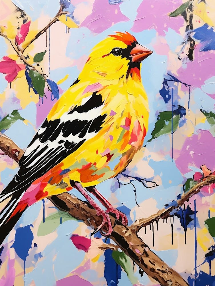 Colourful Bird Painting American Goldfinch 2