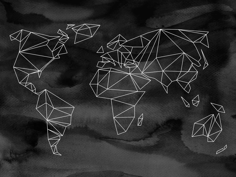 Geometrical World Black Aquarell