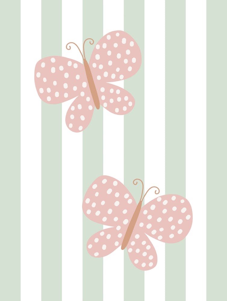 Stripey Butterflies - Pink And Green