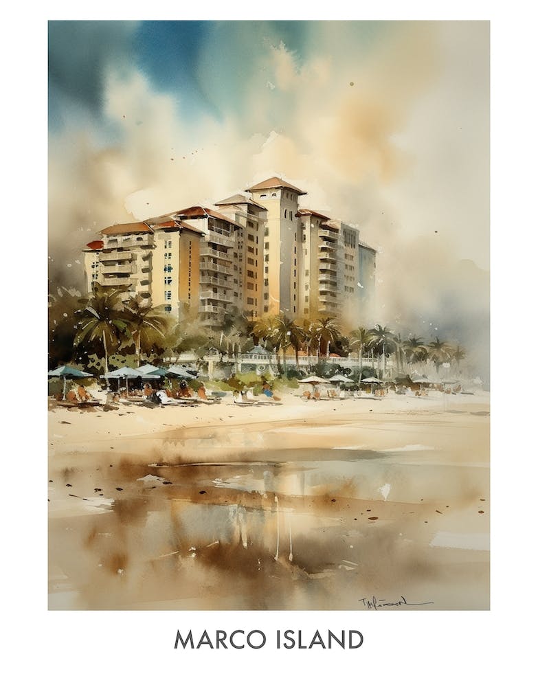 Marco Island Watercolor 3travel Poster
