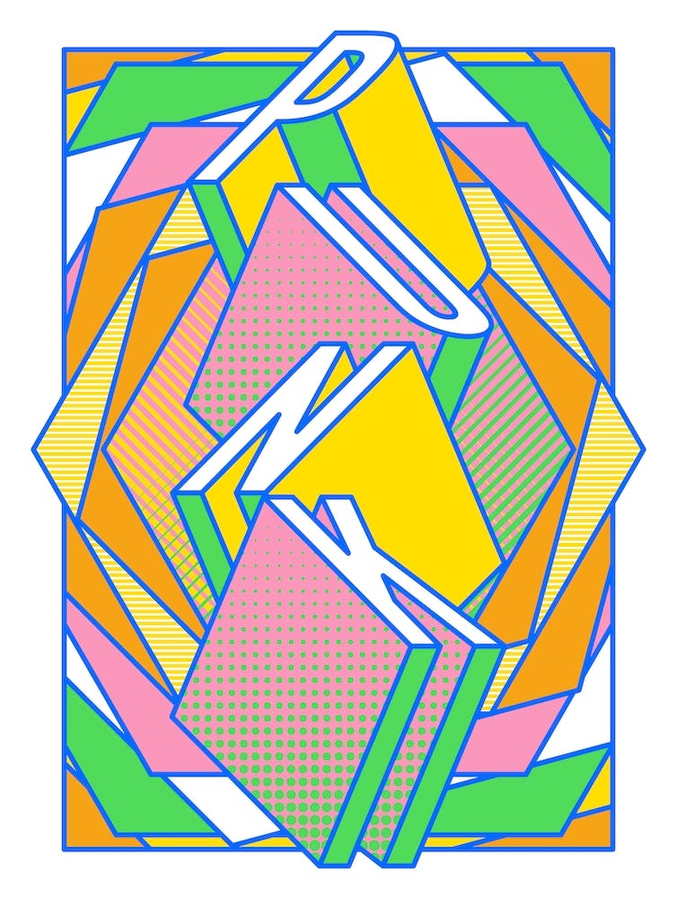Punk Music typography in bold neon colours