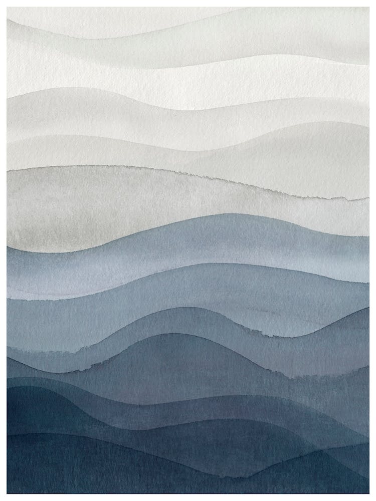 Blue Abstract Watercolor Waves