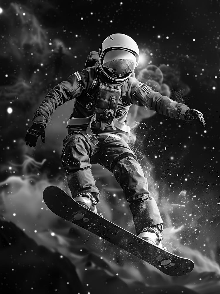 Astronaut Snowboarden im Weltall