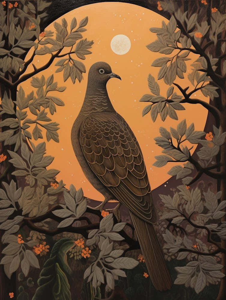 Dark And Moody Botanical Pigeon 2