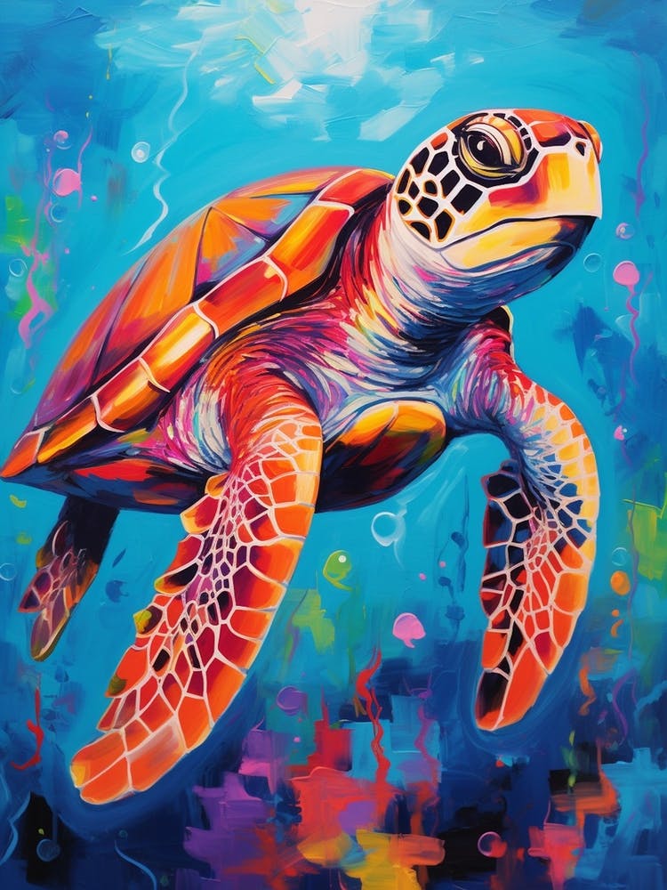 Sea Turtle Blue Abstract