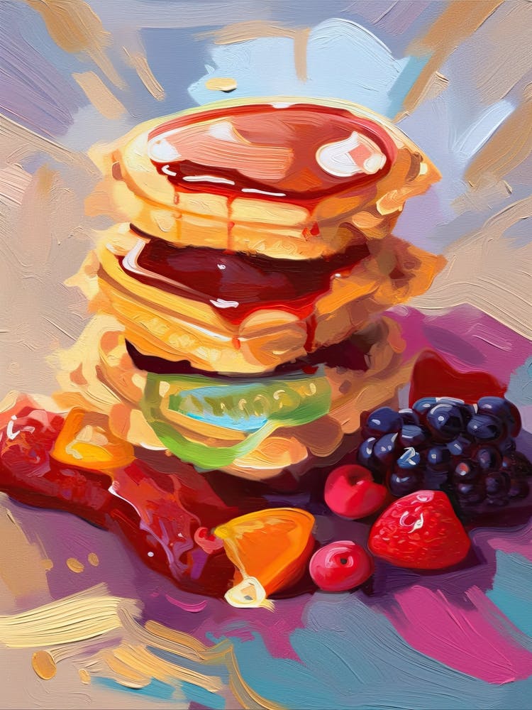 Pancake With Berries Oil Painting 2