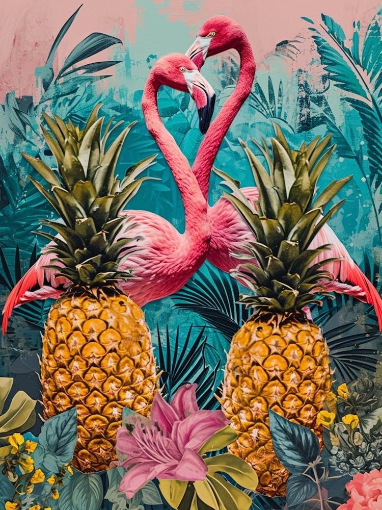 Flamingo & Pineapple Kitsch Collage 2