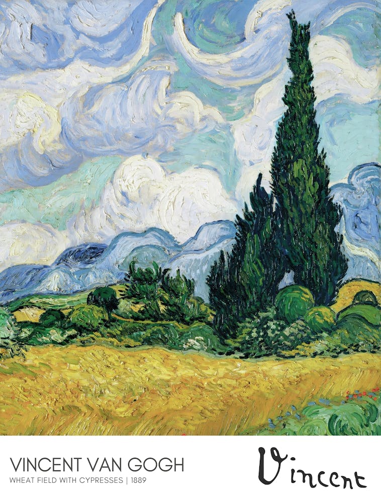 Vincent Van Gogh WHEAT FIELD WITH CYPRESSES