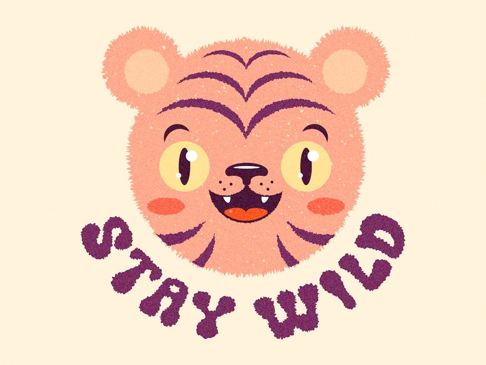 Cute poster for kids with tiger head. Stay wild.