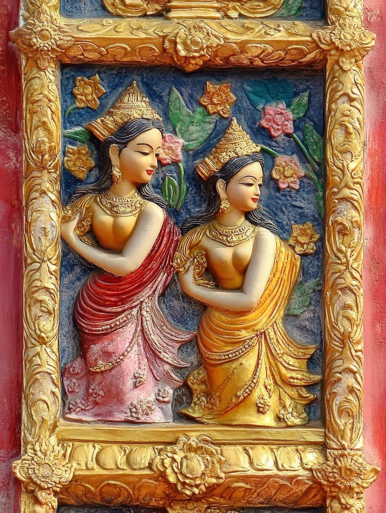 Pattern On Temple Wall Thailand