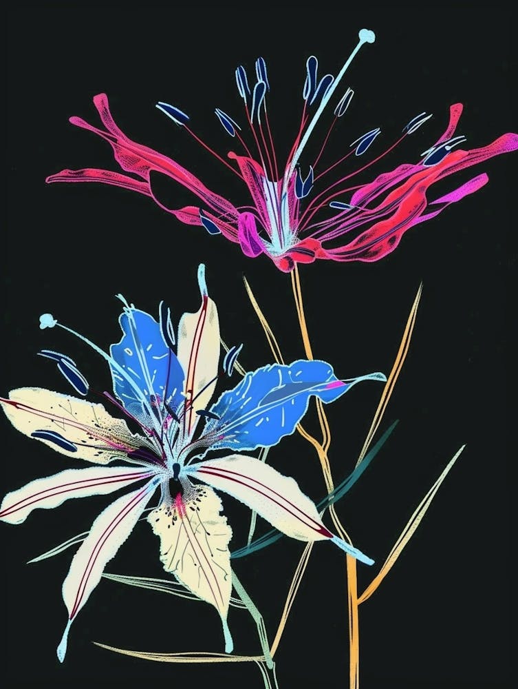 Neon Flowers On Black Love In A Mist Nigella 3