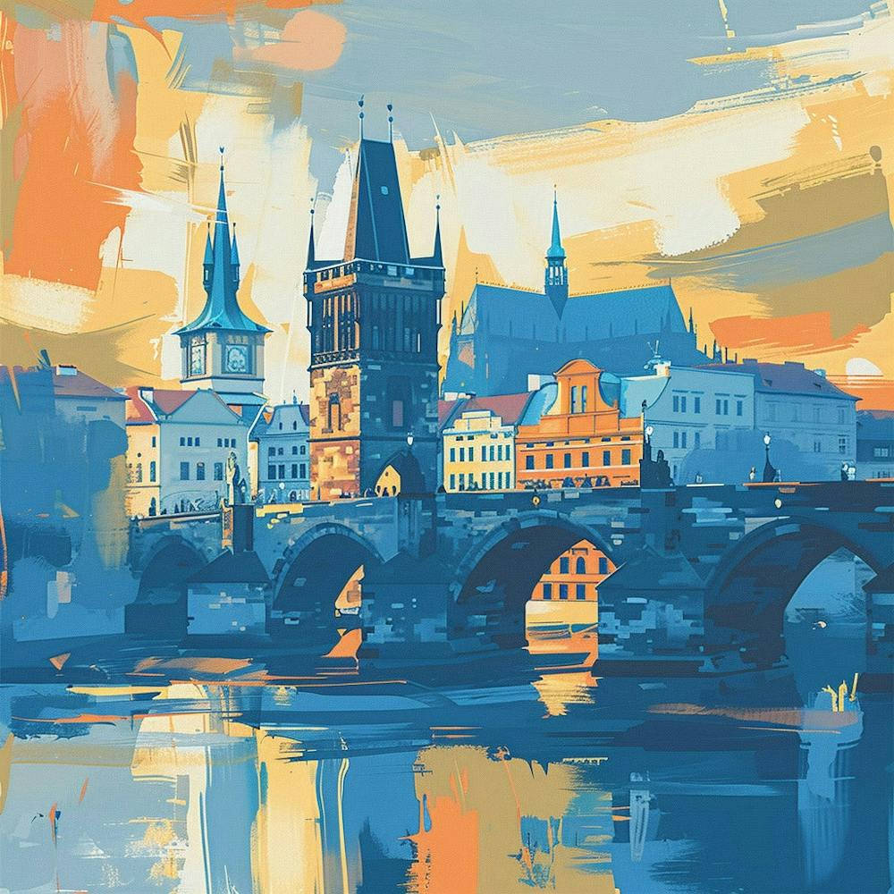 A Prague With Charles Bridge Expressive Strokes 3