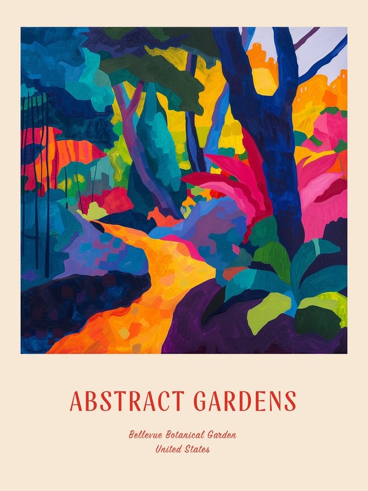 Colourful Gardens Bellevue Botanical Garden Usa 1 Red Poster
