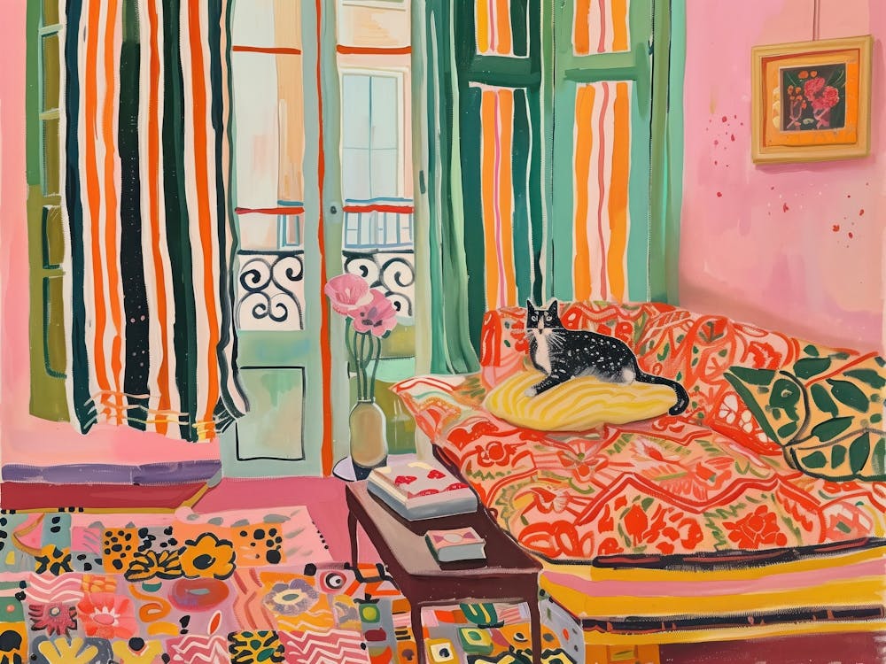 Cat Lisbon Matisse Style Landscape