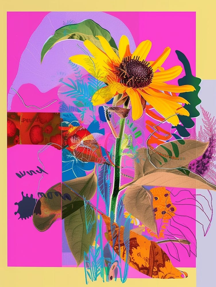 Black Eyed Susan 1 Neon Flower Collage