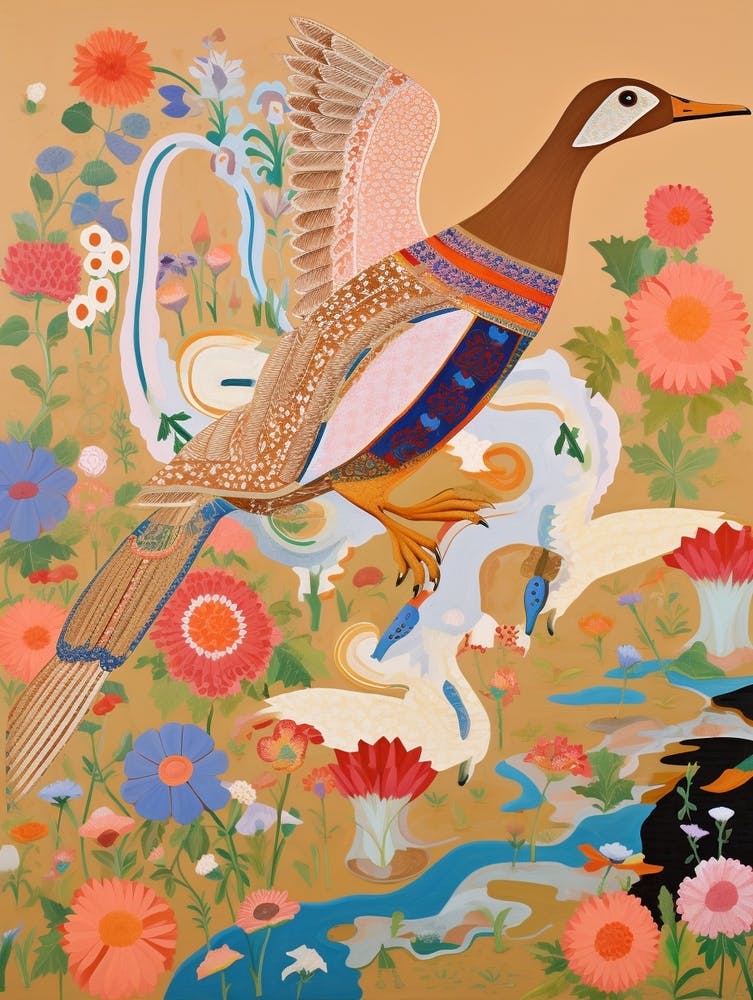 Maximalist Bird Painting Canvasback