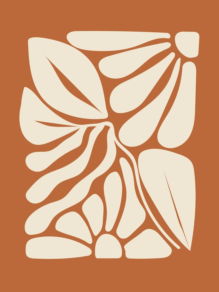 Neutral Abstract Flowers and Leaves