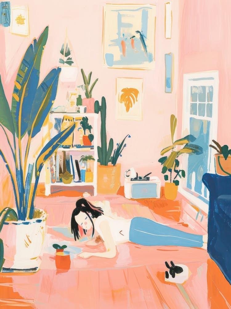 Girl Yoga Lo Fi Kawaii Illustration 3