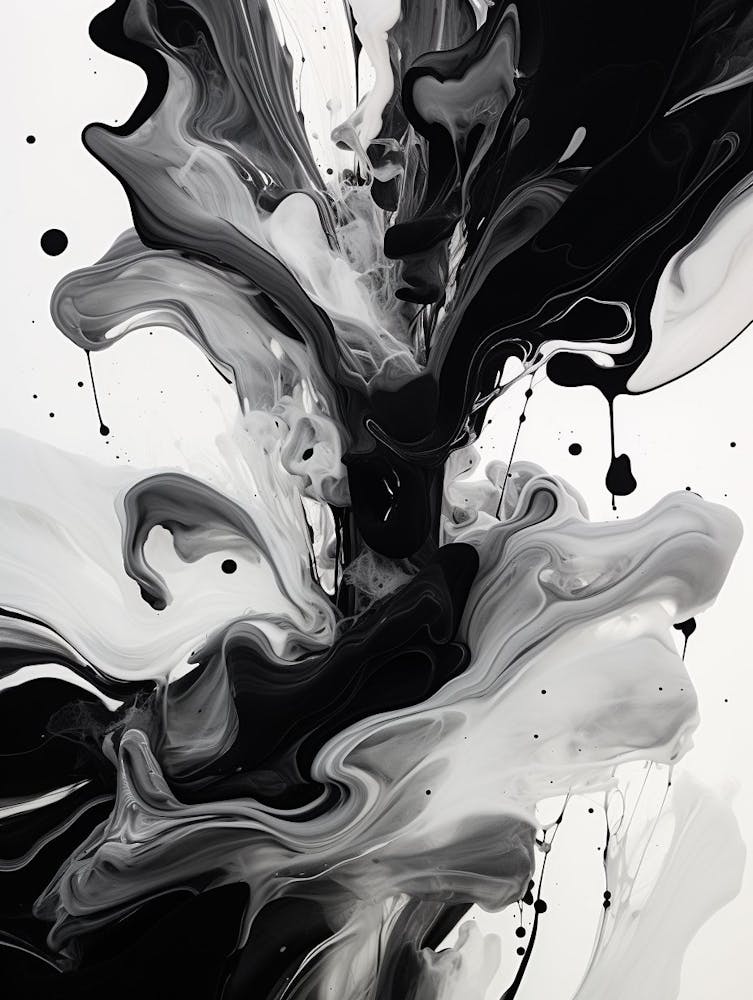 Fluid Dynamics Abstract Black And White 2
