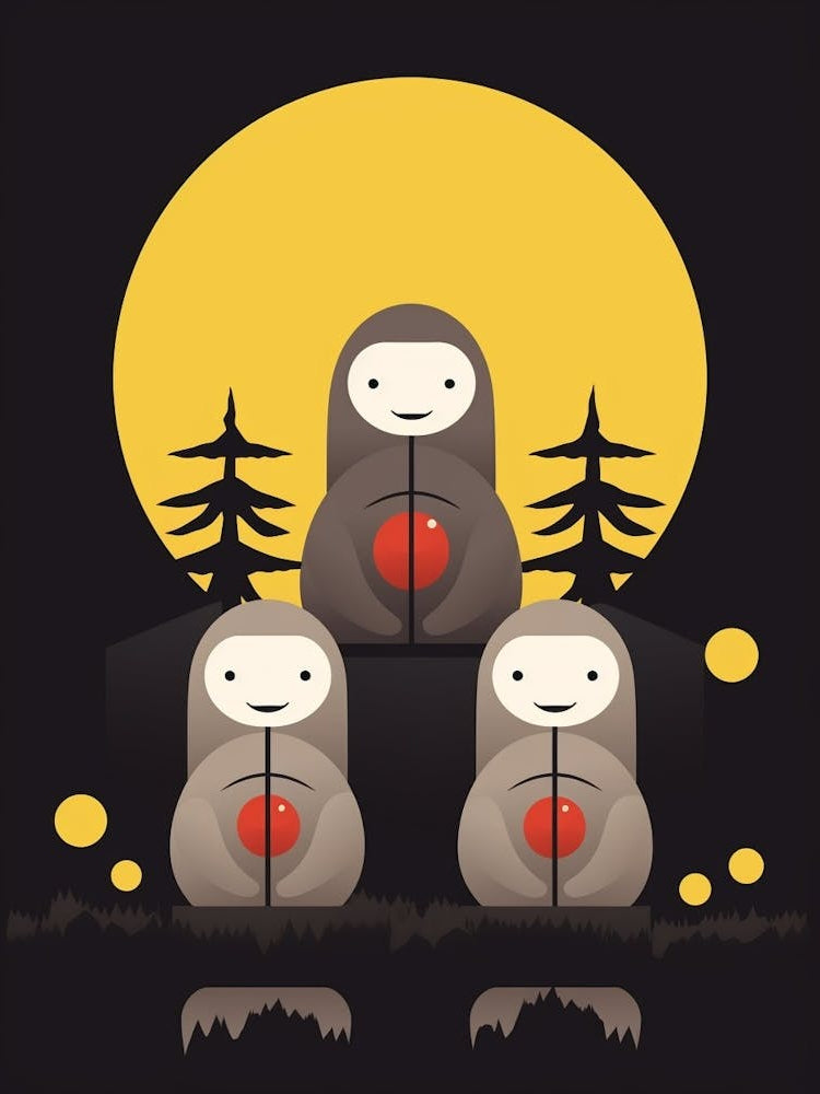 Jizo Statues Japanese Style Illustration 11