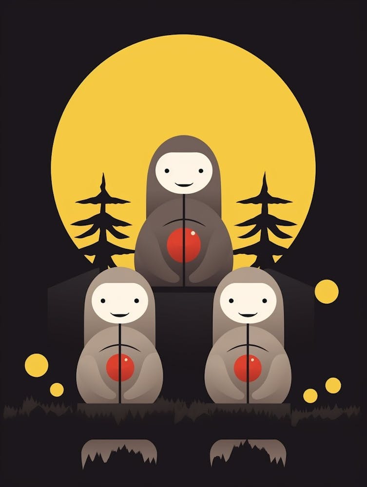 Jizo Statues Japanese Style Illustration 11
