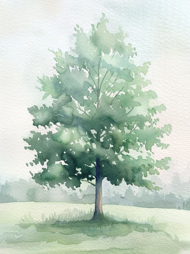 Poplar Tree Atmospheric Watercolour Painting 4