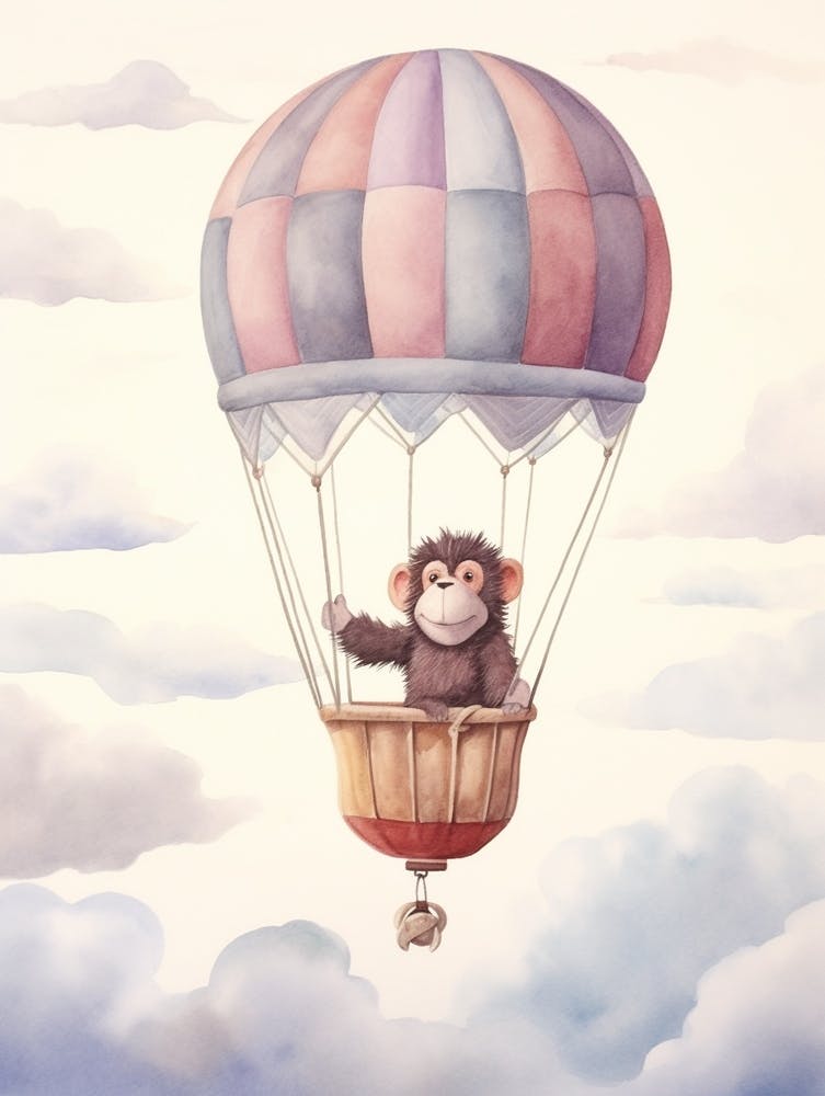 Baby Baboon In A Hot Air Balloon