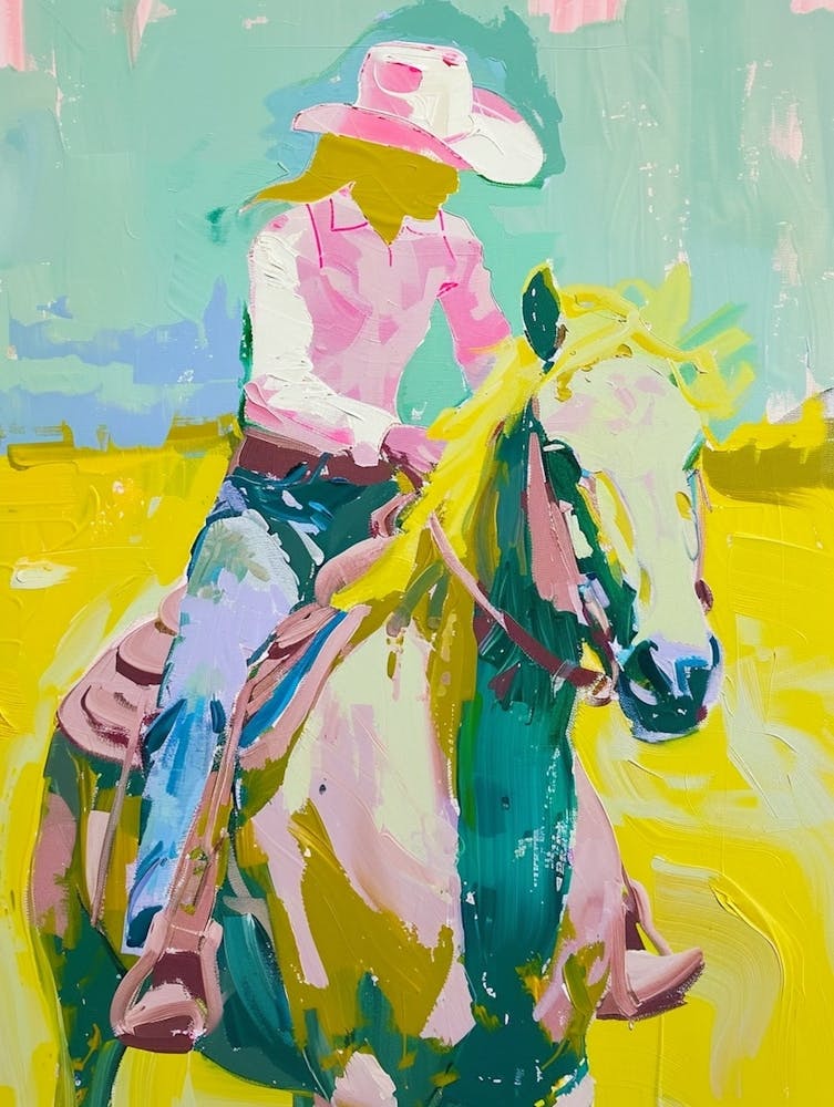 Blue And Yellow Cowboy Painting 4