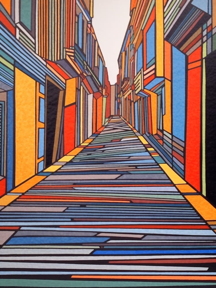 Painting Of Buenos Aires In The Style Of Minimalism