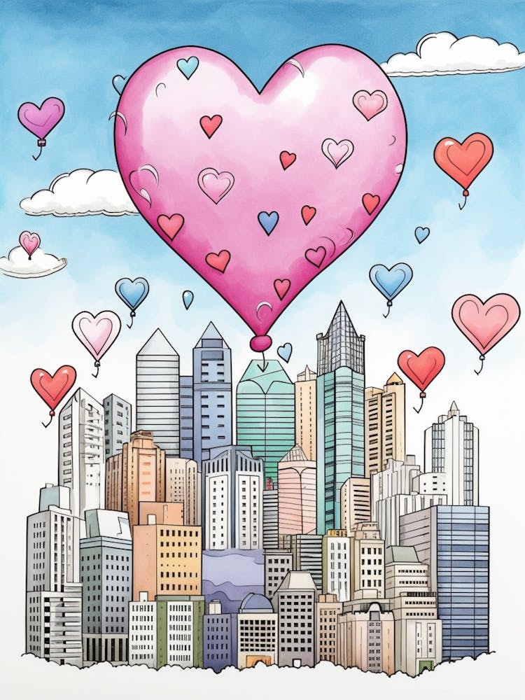 Sky Heart Line Doodle Colour 2