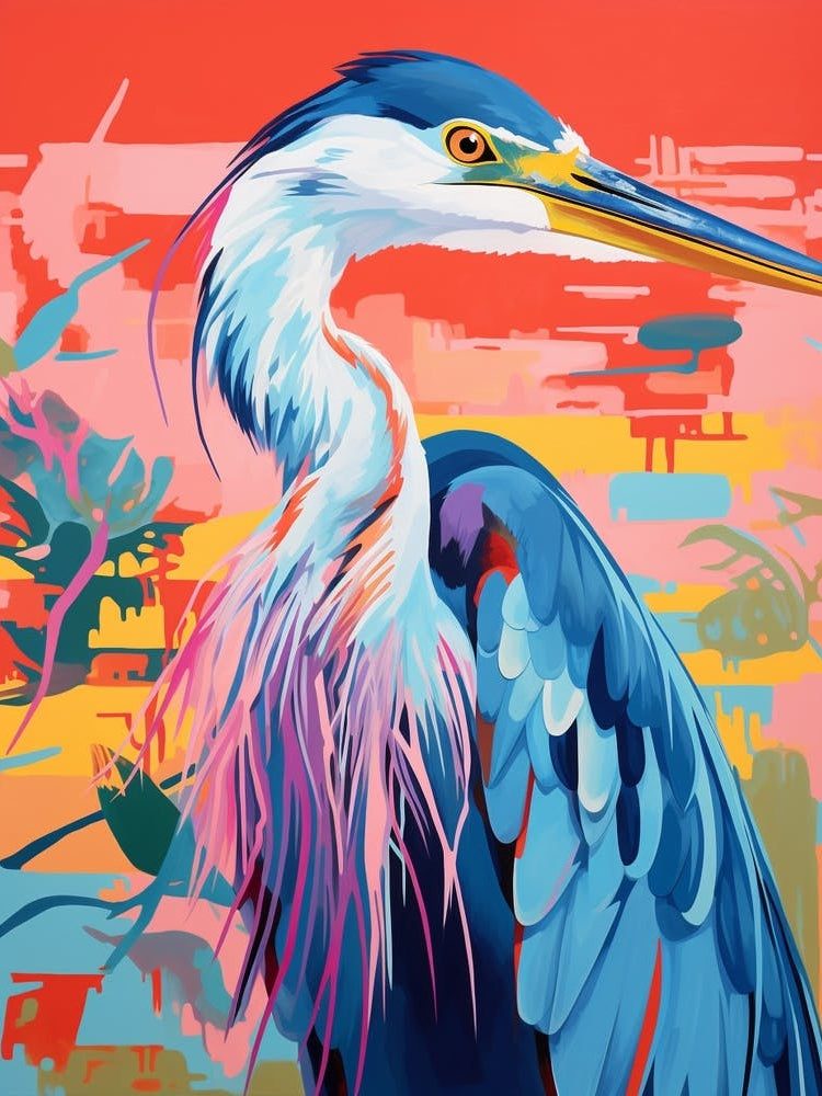 Colourful Bird Painting Great Blue Heron 8