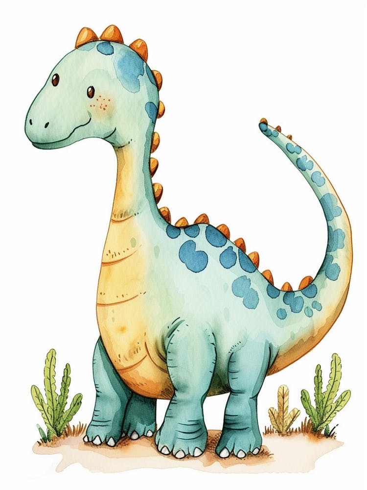 Blue Dinosaur Aquarell-Cartoon