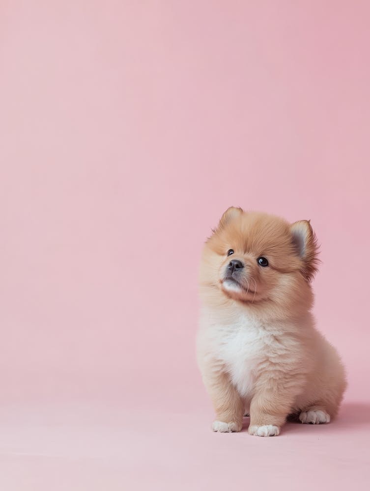 Pomeranian Puppy.Generated AI. Wall