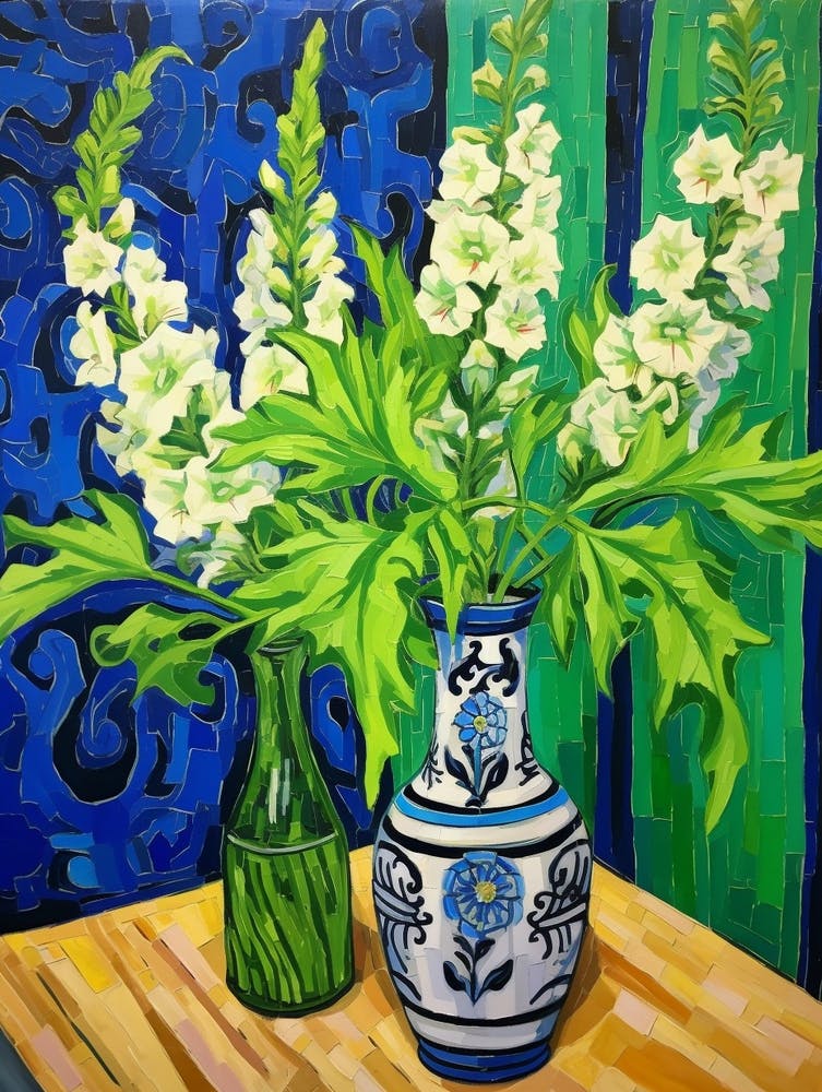 Flowers In A Vase Still Life Painting Delphinium
