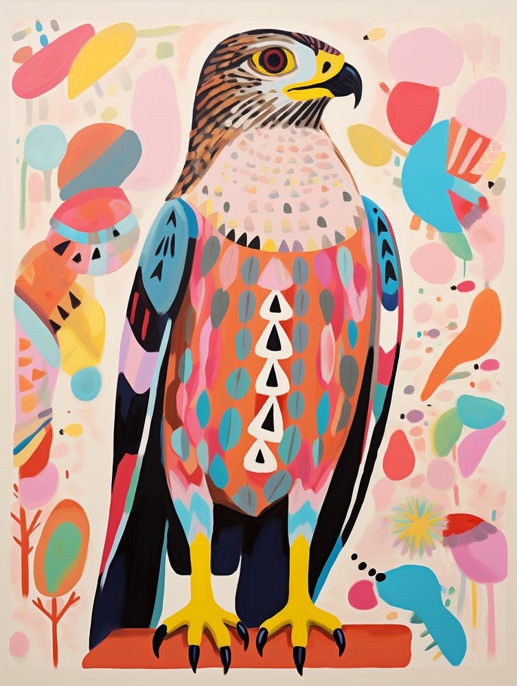 Pink Scandi Red Tailed Hawk 2